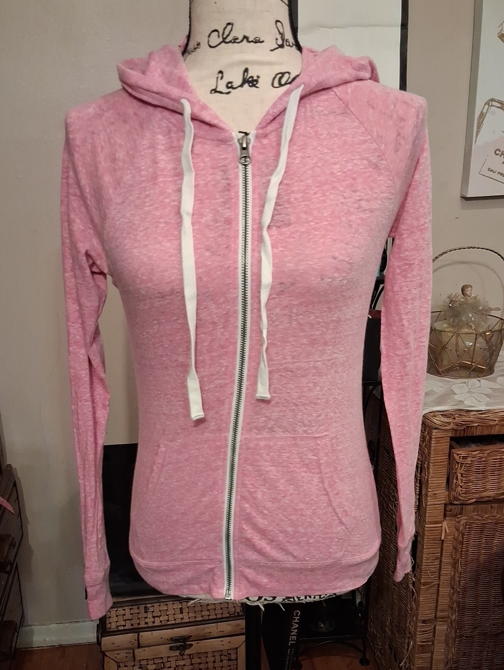 Aeropostale Vintage Y2k Pink Zip-Up Light Hooded Full Zip Women's Top Size Small